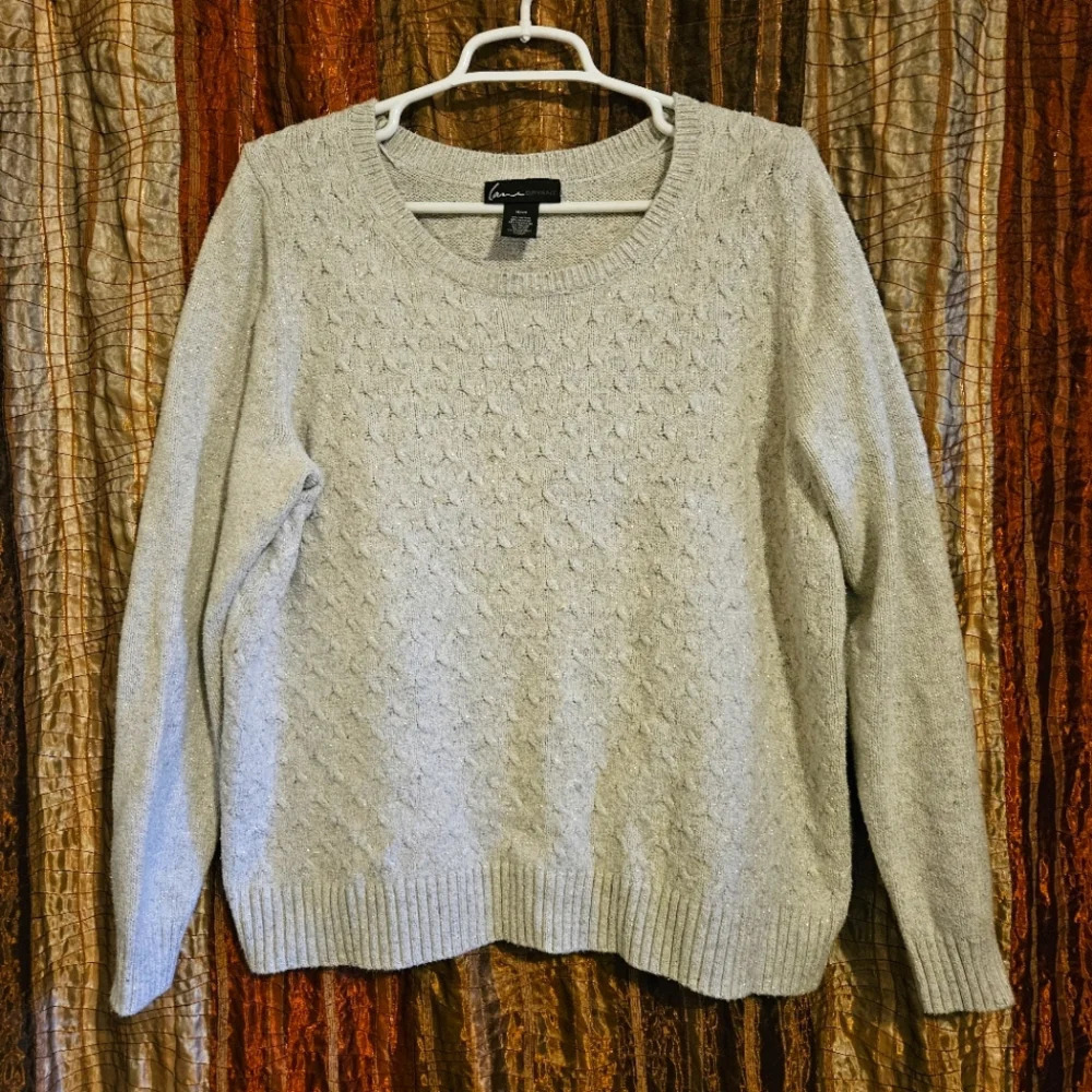 Lane Bryant Cable Knit Sweater Cream with Gold Thread Flecks-Plus Size 18/20